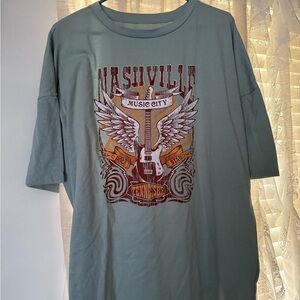 Nashville Music City Graphic T-Shirt - Green